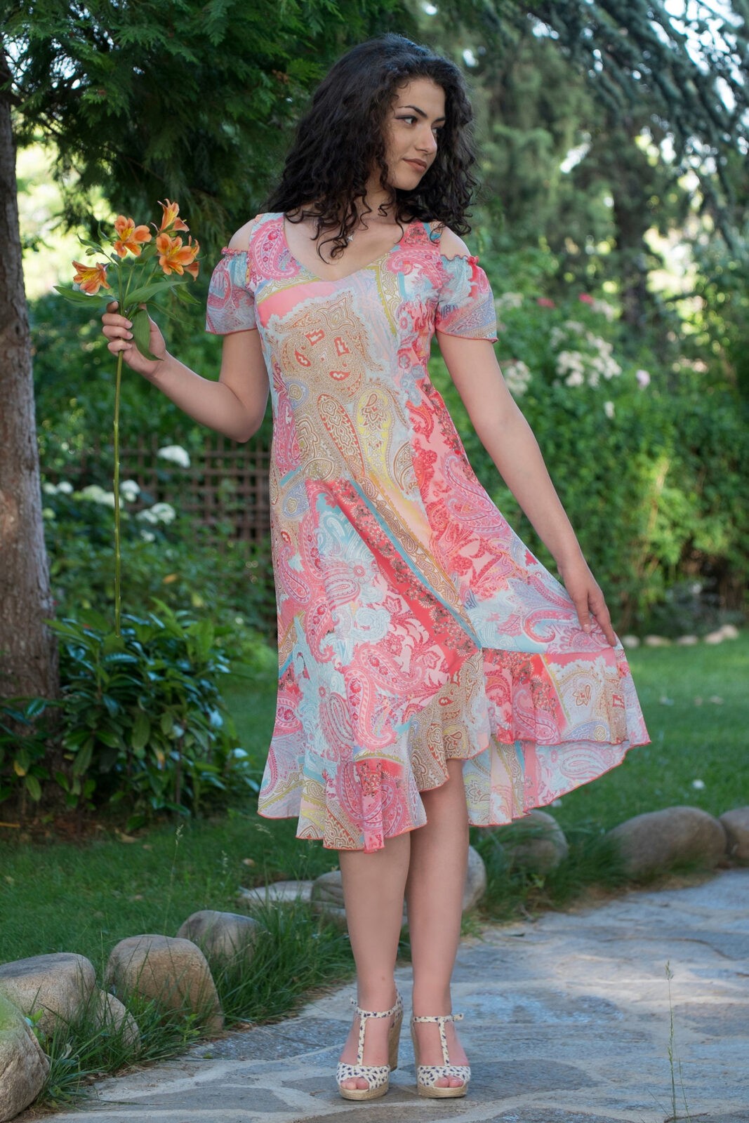Summer Viscose Dress On Flowers-Copy Summer Chiffon Dress