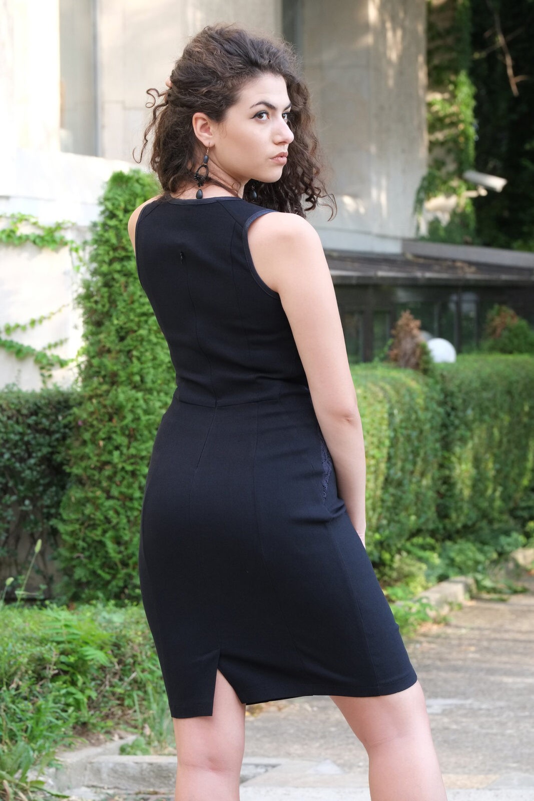 Dark Blue Dress Combined With Lace