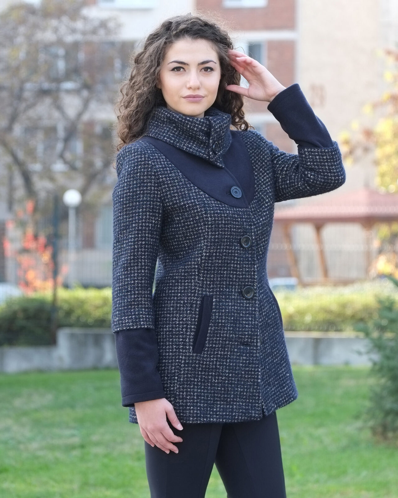 ПАЛТО СИНЬО МЕЛАНЖ ПАЛТО СИНЬО МЕЛАНЖ